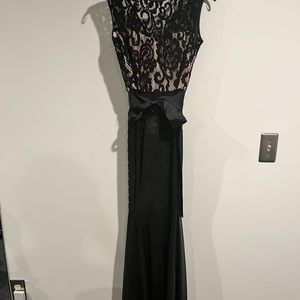 Black lace top maxi formal dress